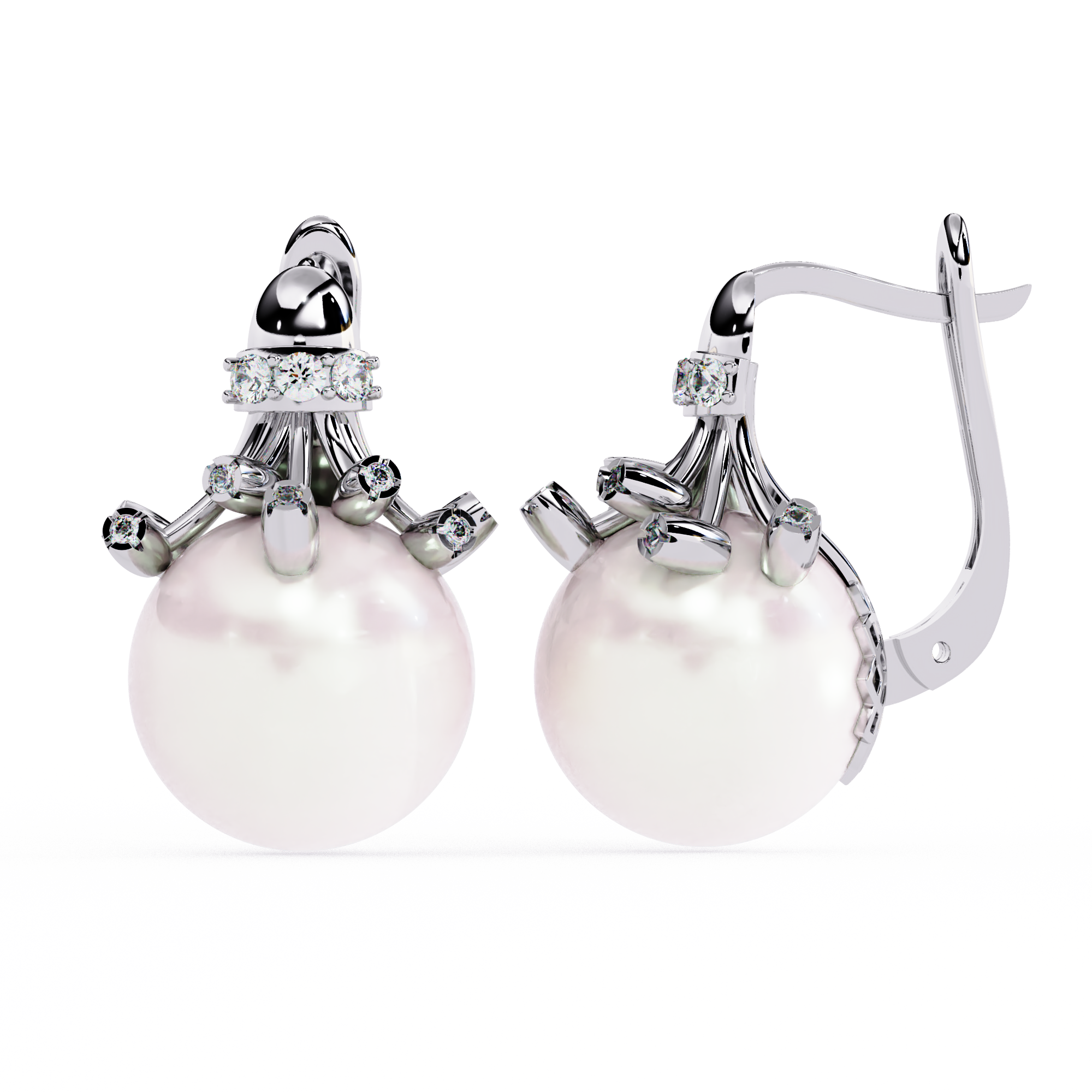 Buy Natural Diamond Claw Pearl Earrings | Solitairekart